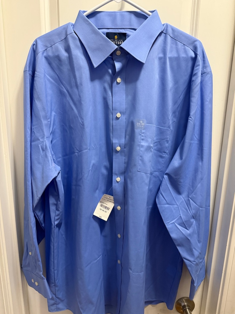 NWT Stafford Men’s Light Blue Button-Up Dress Shirt. Size XXL